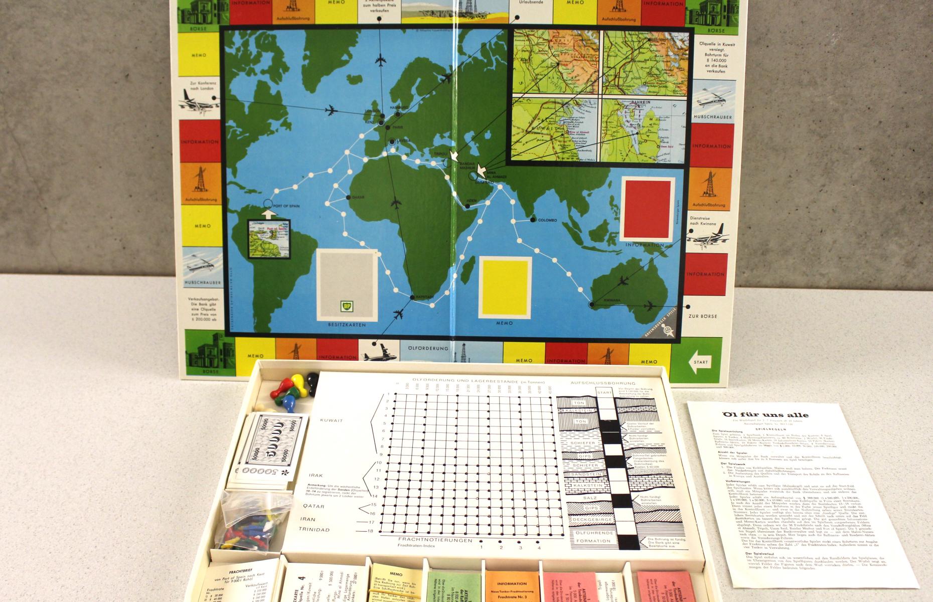 Hier wird das Innere des Spiels &quot;Öl für uns alle&quot; geziegt