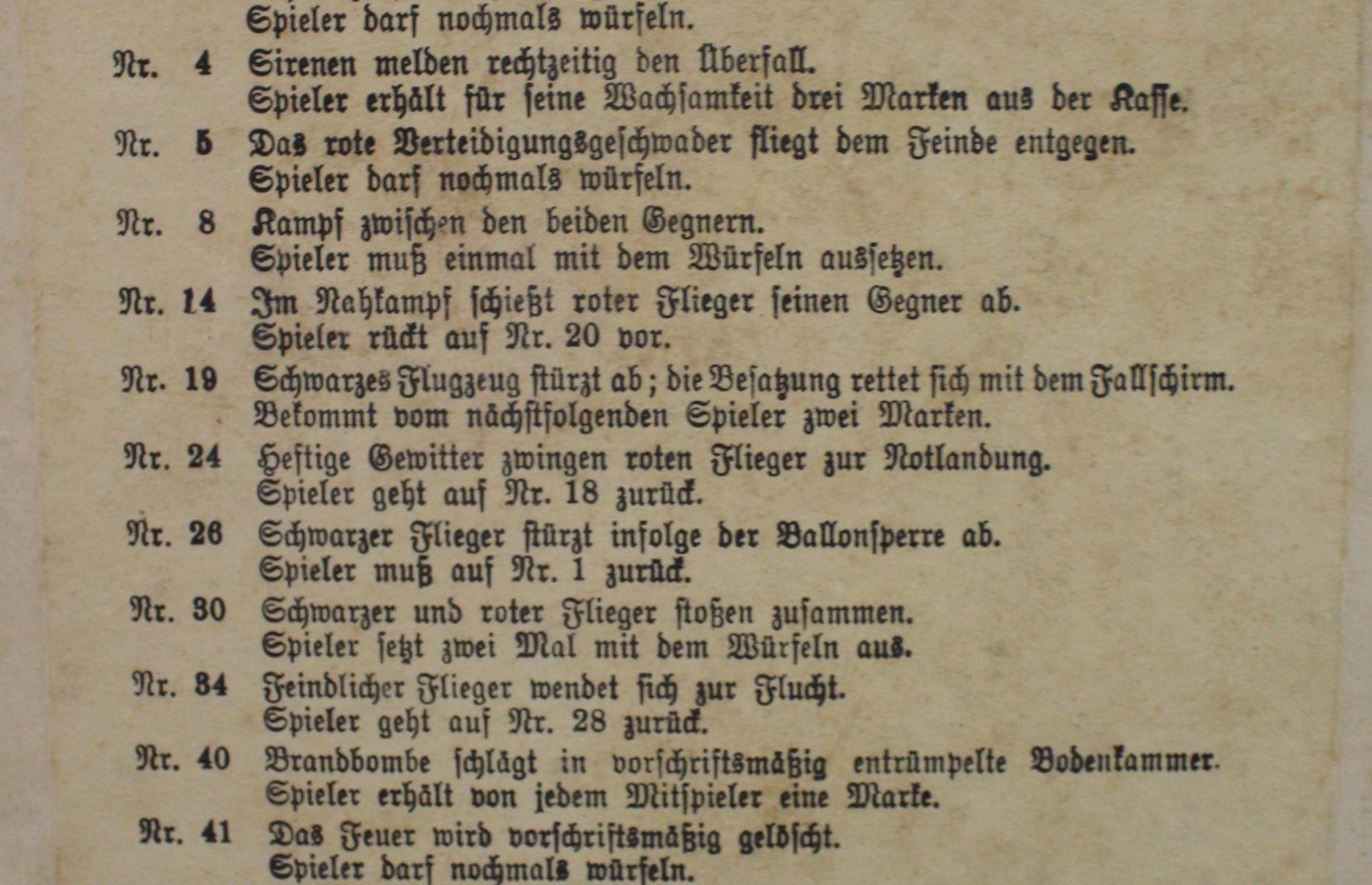 Das Bild zeigt die Spielregeln des Spiels.